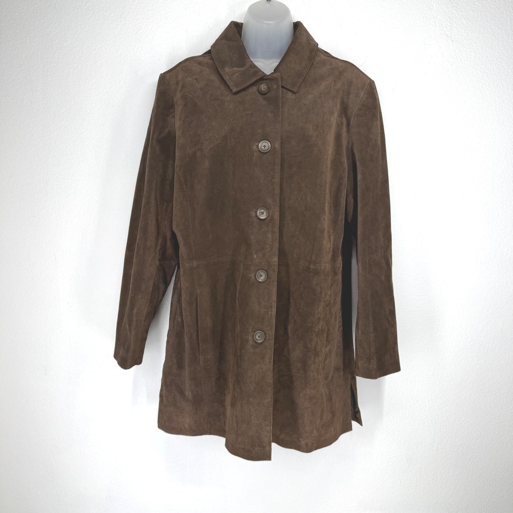 Vintage Cherokee 90s Y2K Leather Suede Jacket Womens XL Button Chocolate Brown